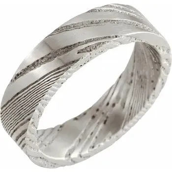 Damascus Steel Flat Patterned Band