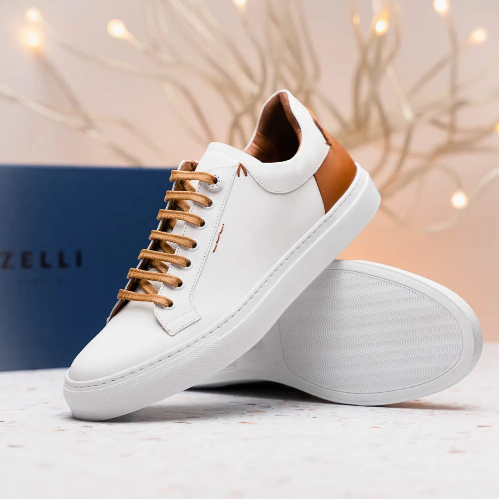 Diaz Matte Finish Rubberized Calfskin Sneaker in White by Zelli Italia