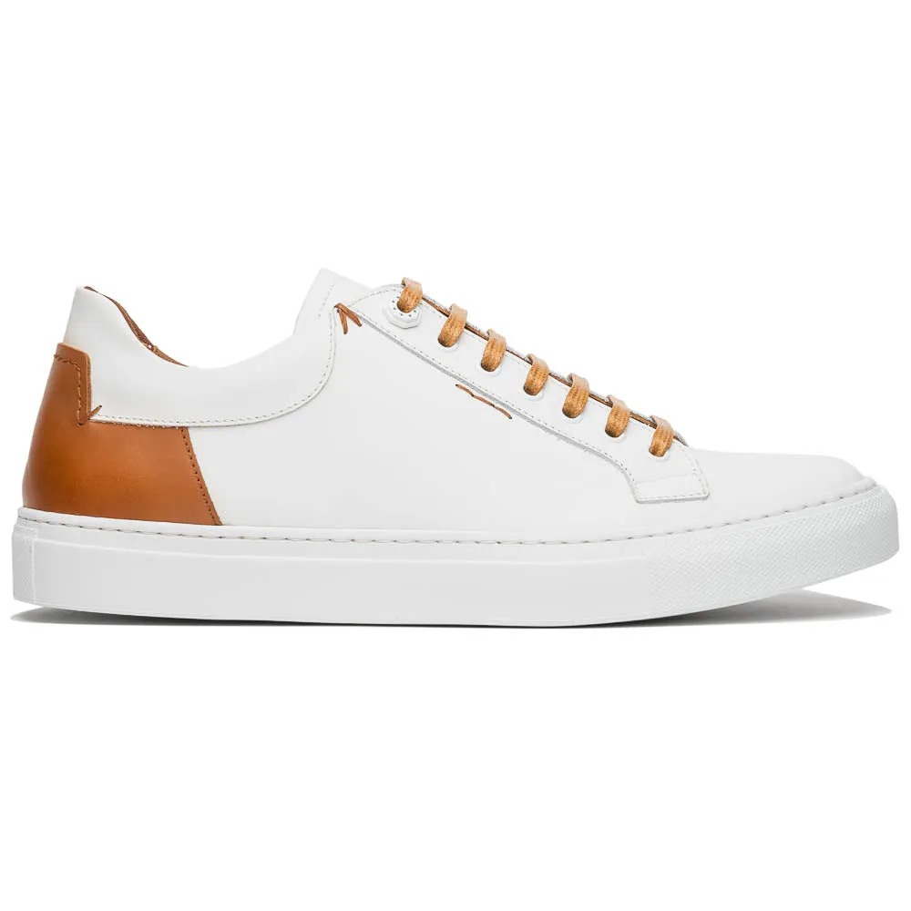 Diaz Matte Finish Rubberized Calfskin Sneaker in White by Zelli Italia