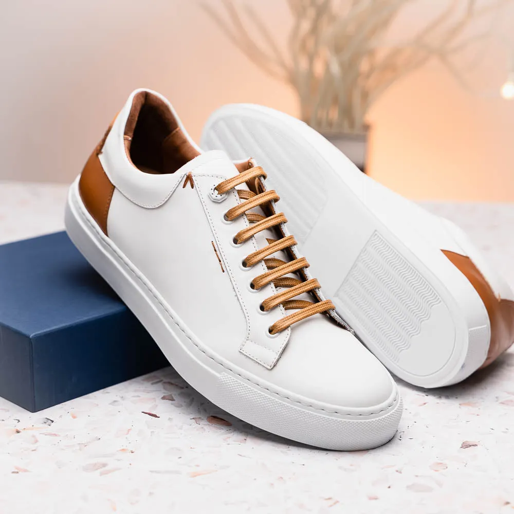 Diaz Matte Finish Rubberized Calfskin Sneaker in White by Zelli Italia