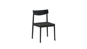 Dinner Guest Armless Dining Chair (Set of Two), Black Oak/ Black Papercord Seat