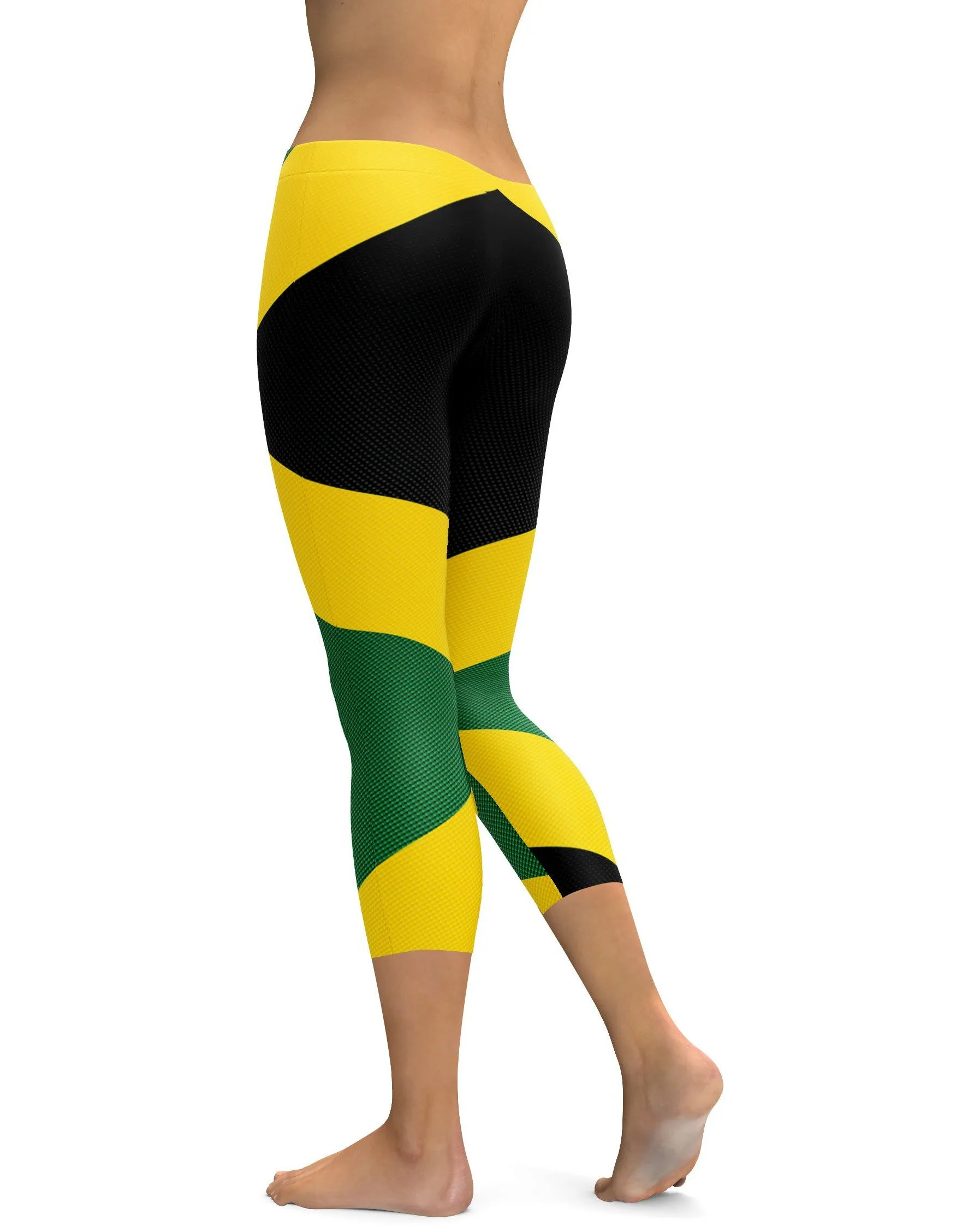 Faux Carbon Jamaican Flag Capris