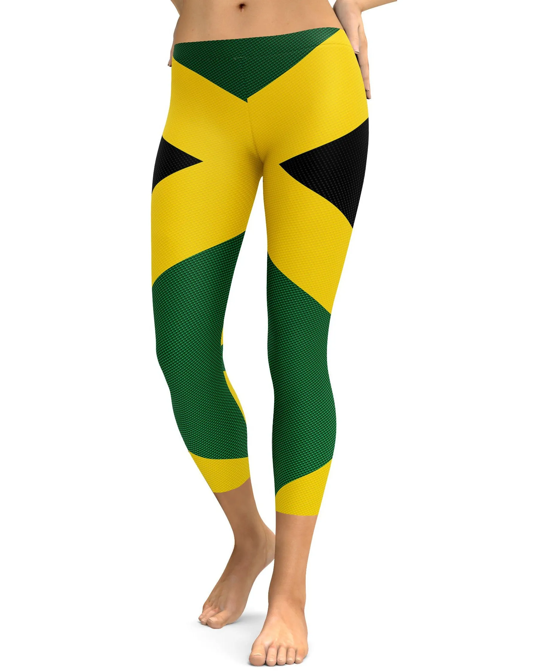 Faux Carbon Jamaican Flag Capris