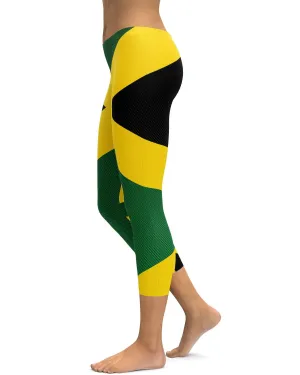 Faux Carbon Jamaican Flag Capris