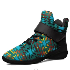 Fire Colors and Turquoise Teal Ipottaa Basketball / Sport High Top Shoes - Black Sole