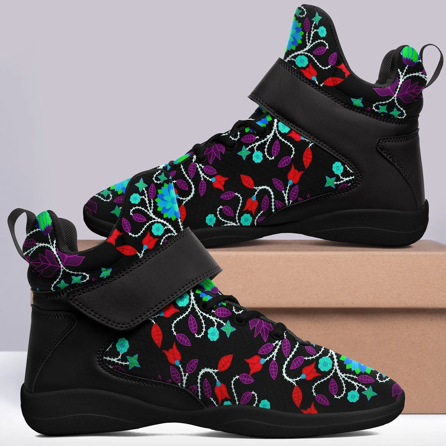 Floral Beadwork Four Clans Winter Ipottaa Basketball / Sport High Top Shoes - Black Sole