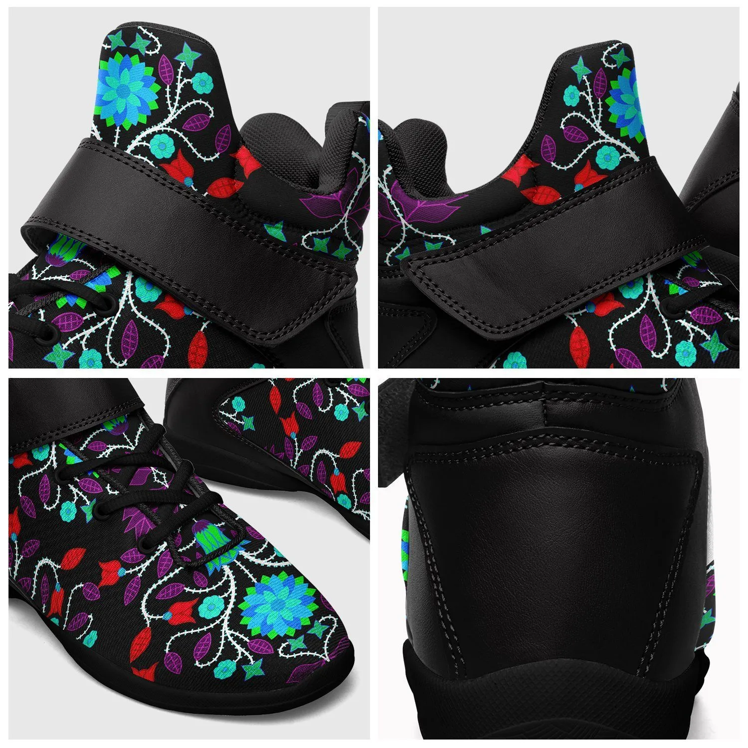 Floral Beadwork Four Clans Winter Ipottaa Basketball / Sport High Top Shoes - Black Sole