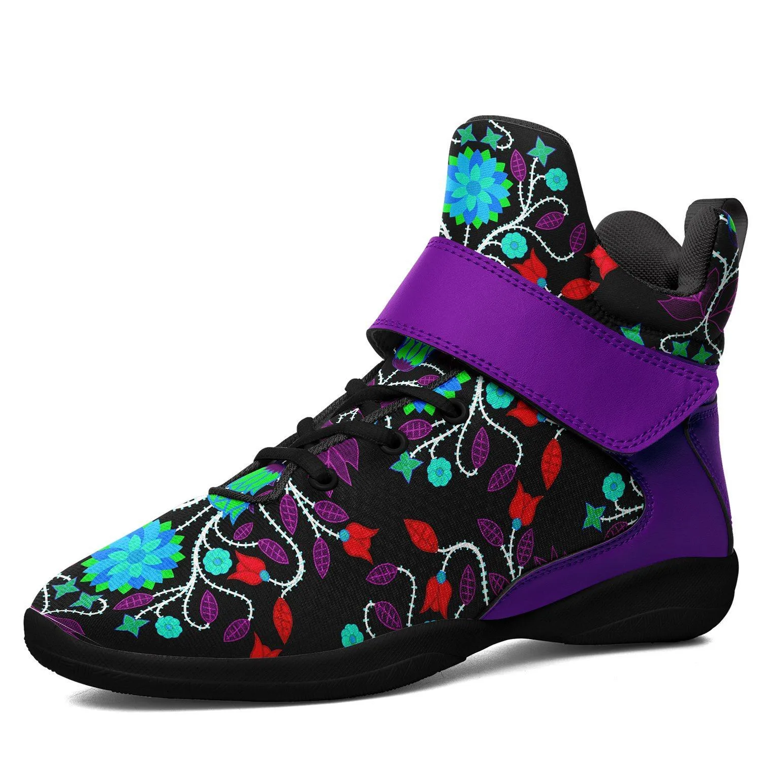 Floral Beadwork Four Clans Winter Ipottaa Basketball / Sport High Top Shoes - Black Sole