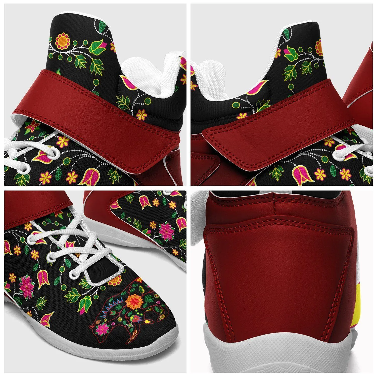 Floral Bear Ipottaa Basketball / Sport High Top Shoes - White Sole