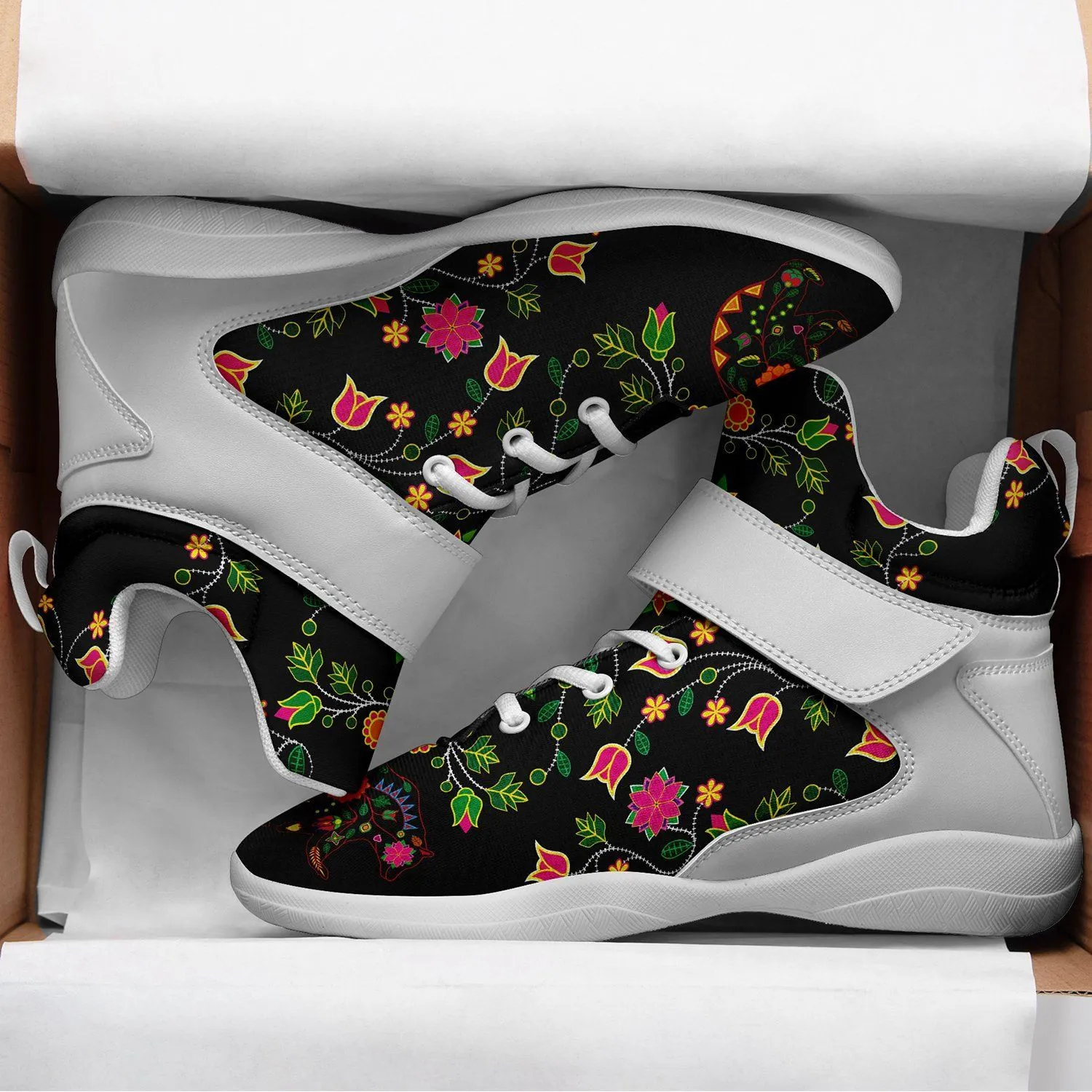 Floral Bear Ipottaa Basketball / Sport High Top Shoes - White Sole