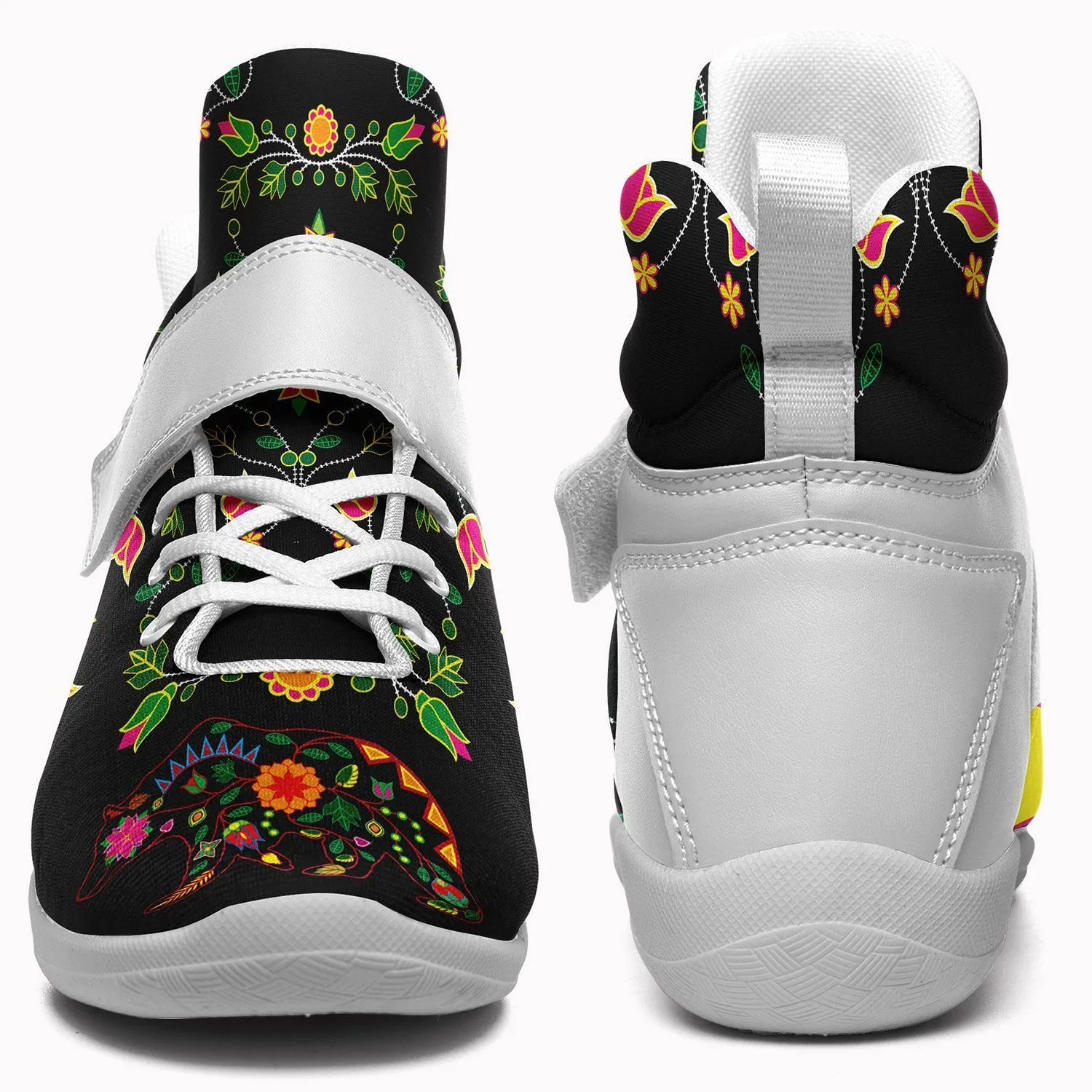 Floral Bear Ipottaa Basketball / Sport High Top Shoes - White Sole