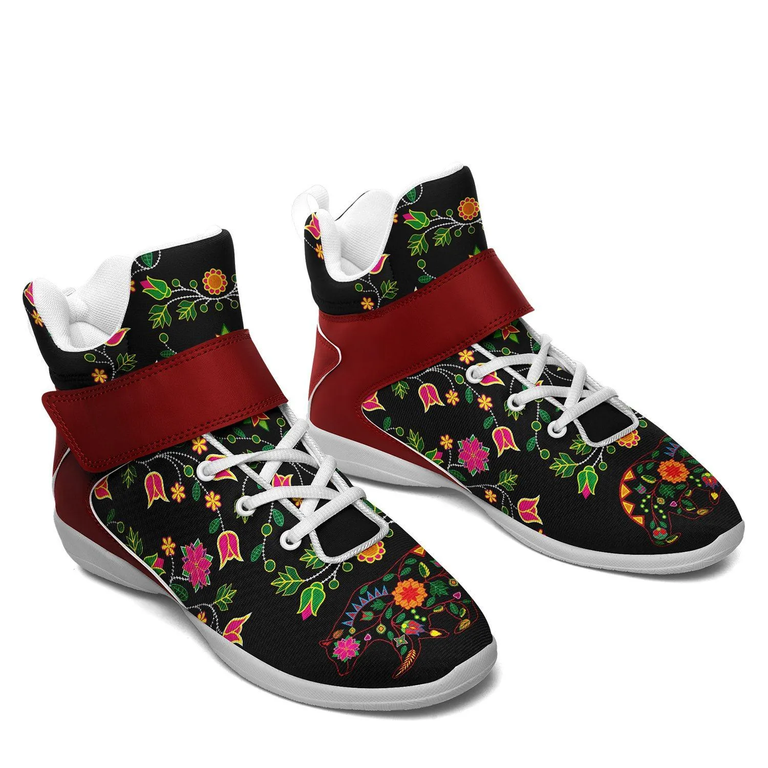 Floral Bear Ipottaa Basketball / Sport High Top Shoes - White Sole