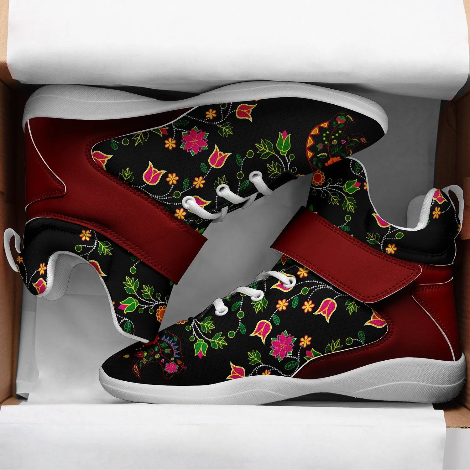 Floral Bear Ipottaa Basketball / Sport High Top Shoes - White Sole