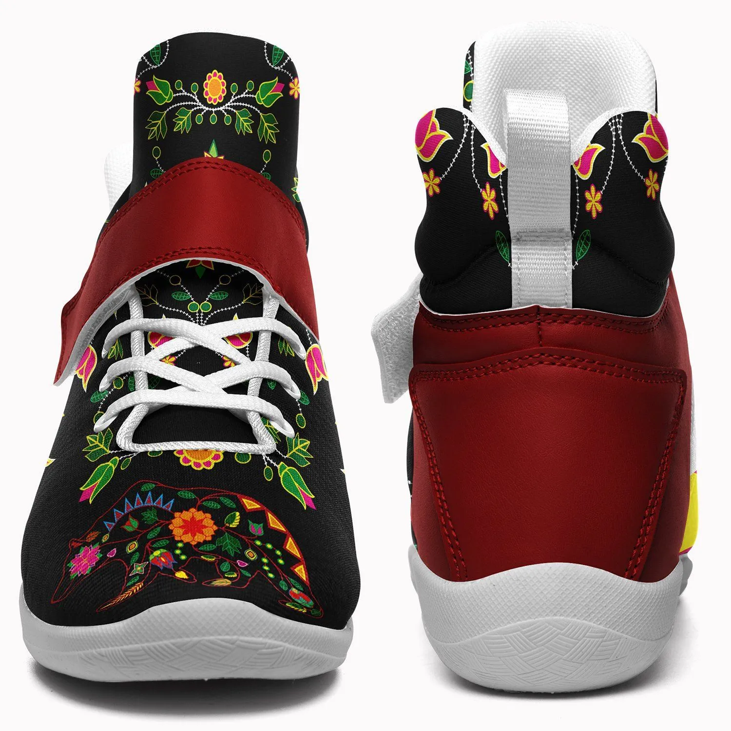 Floral Bear Ipottaa Basketball / Sport High Top Shoes - White Sole