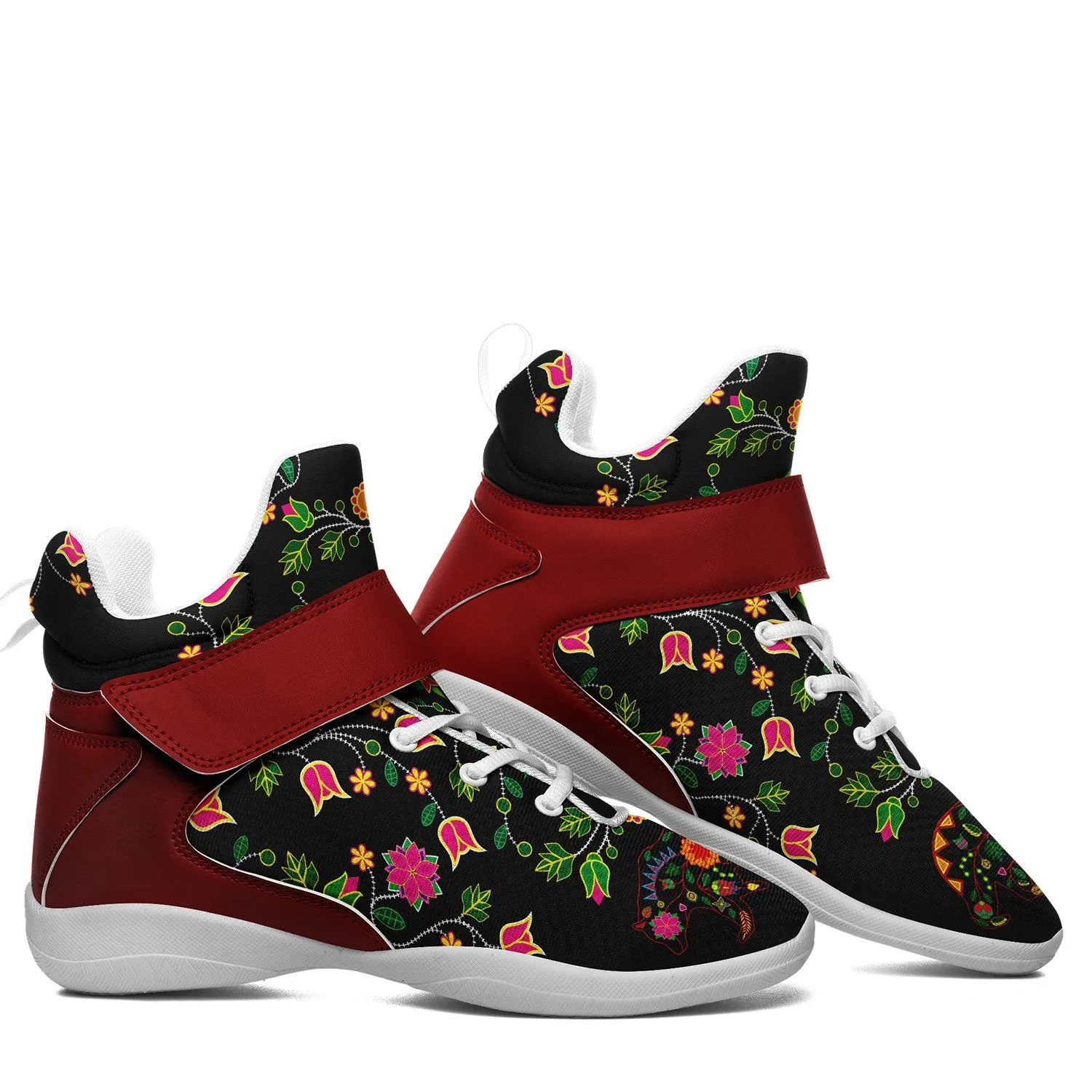 Floral Bear Ipottaa Basketball / Sport High Top Shoes - White Sole