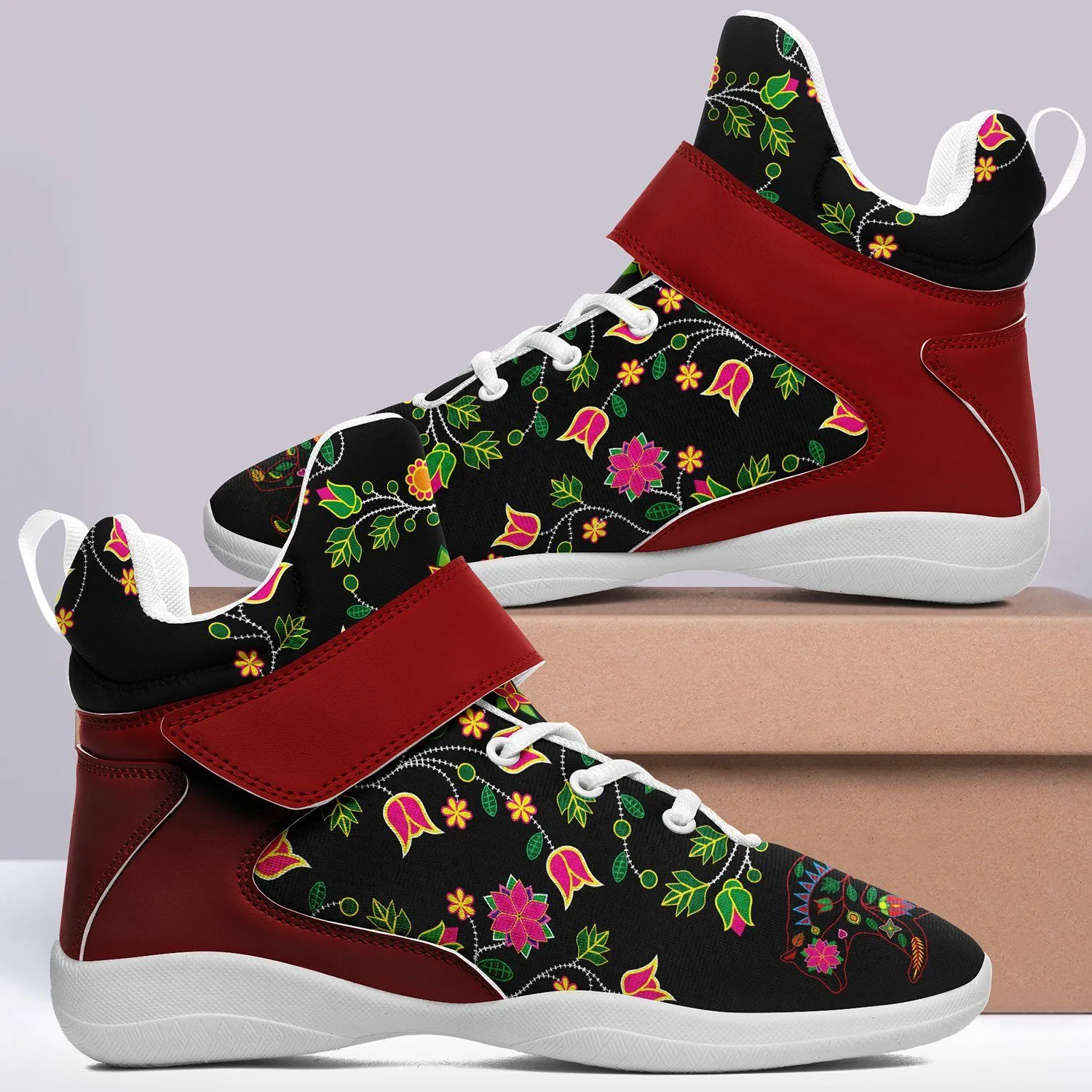 Floral Bear Ipottaa Basketball / Sport High Top Shoes - White Sole