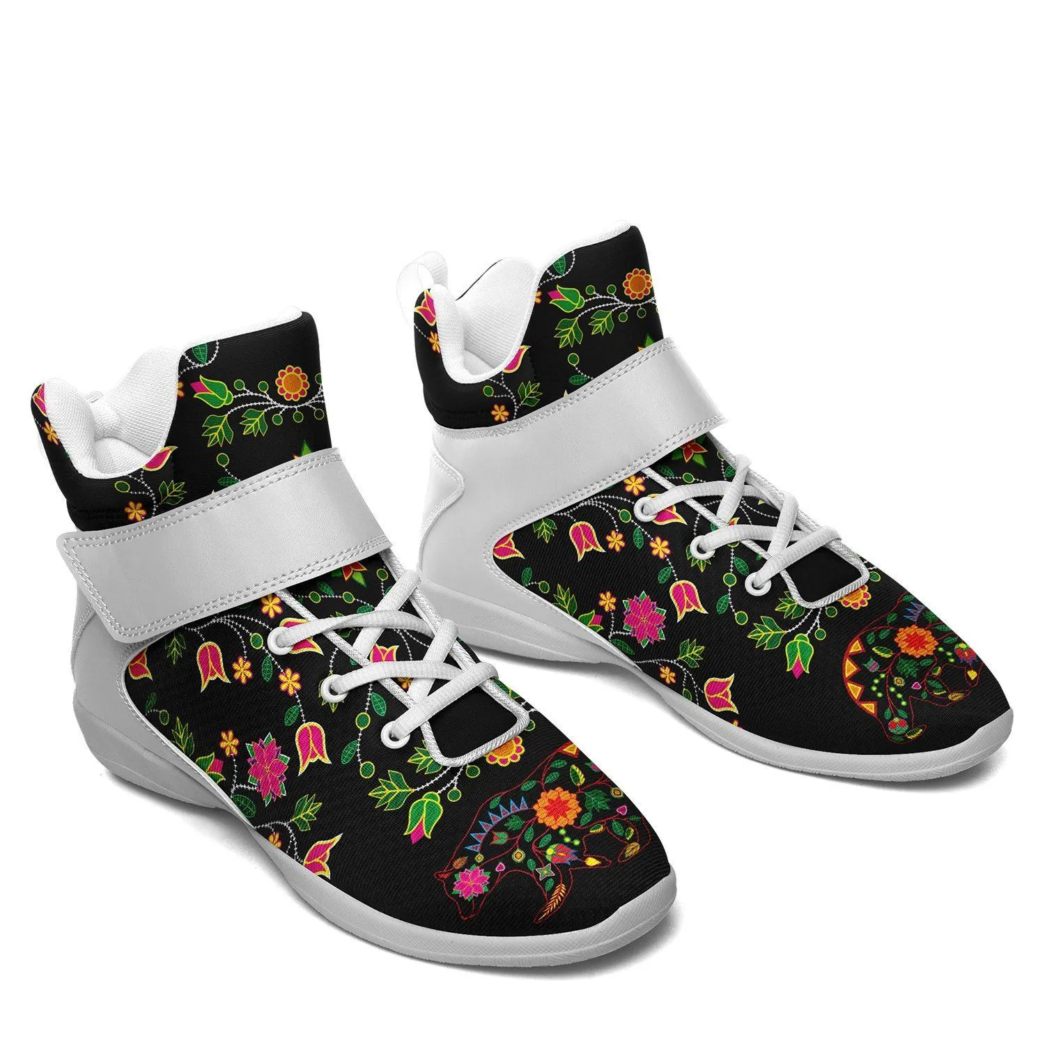 Floral Bear Ipottaa Basketball / Sport High Top Shoes - White Sole