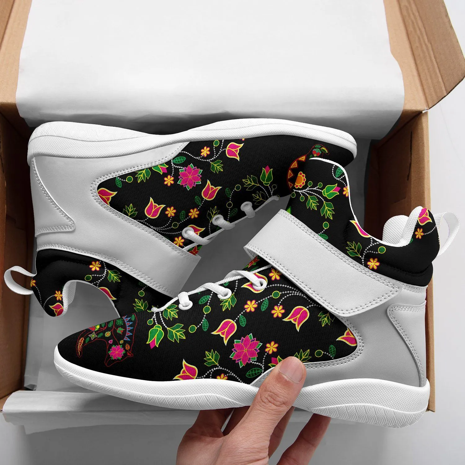 Floral Bear Ipottaa Basketball / Sport High Top Shoes - White Sole