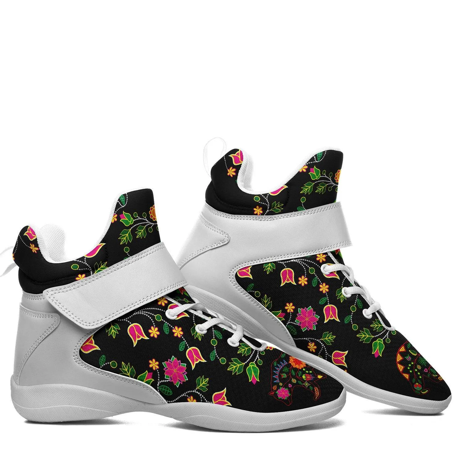 Floral Bear Ipottaa Basketball / Sport High Top Shoes - White Sole