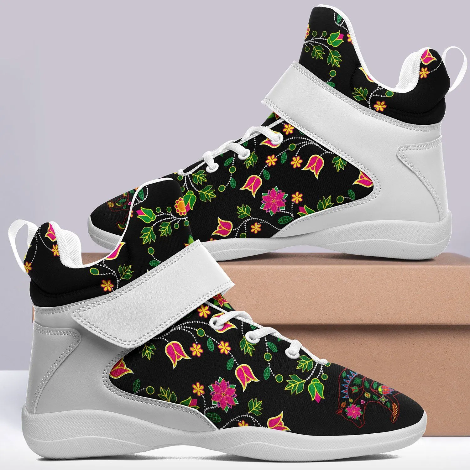 Floral Bear Ipottaa Basketball / Sport High Top Shoes - White Sole