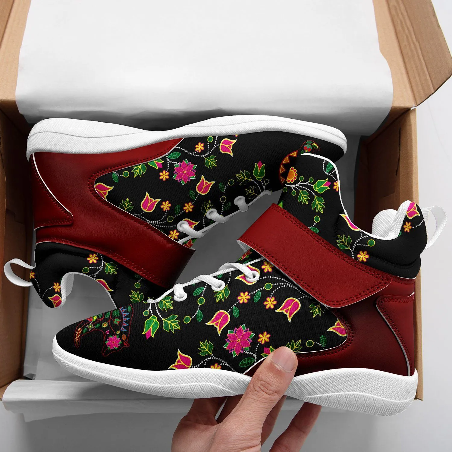 Floral Bear Ipottaa Basketball / Sport High Top Shoes - White Sole