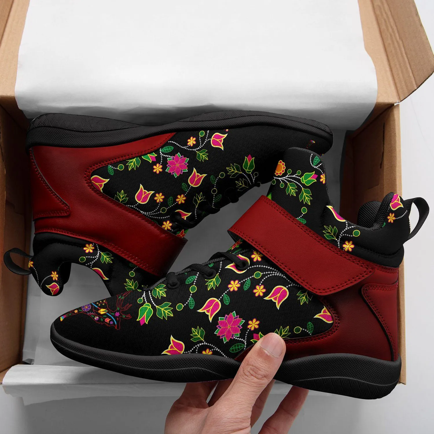 Floral Elk Ipottaa Basketball / Sport High Top Shoes - Black Sole