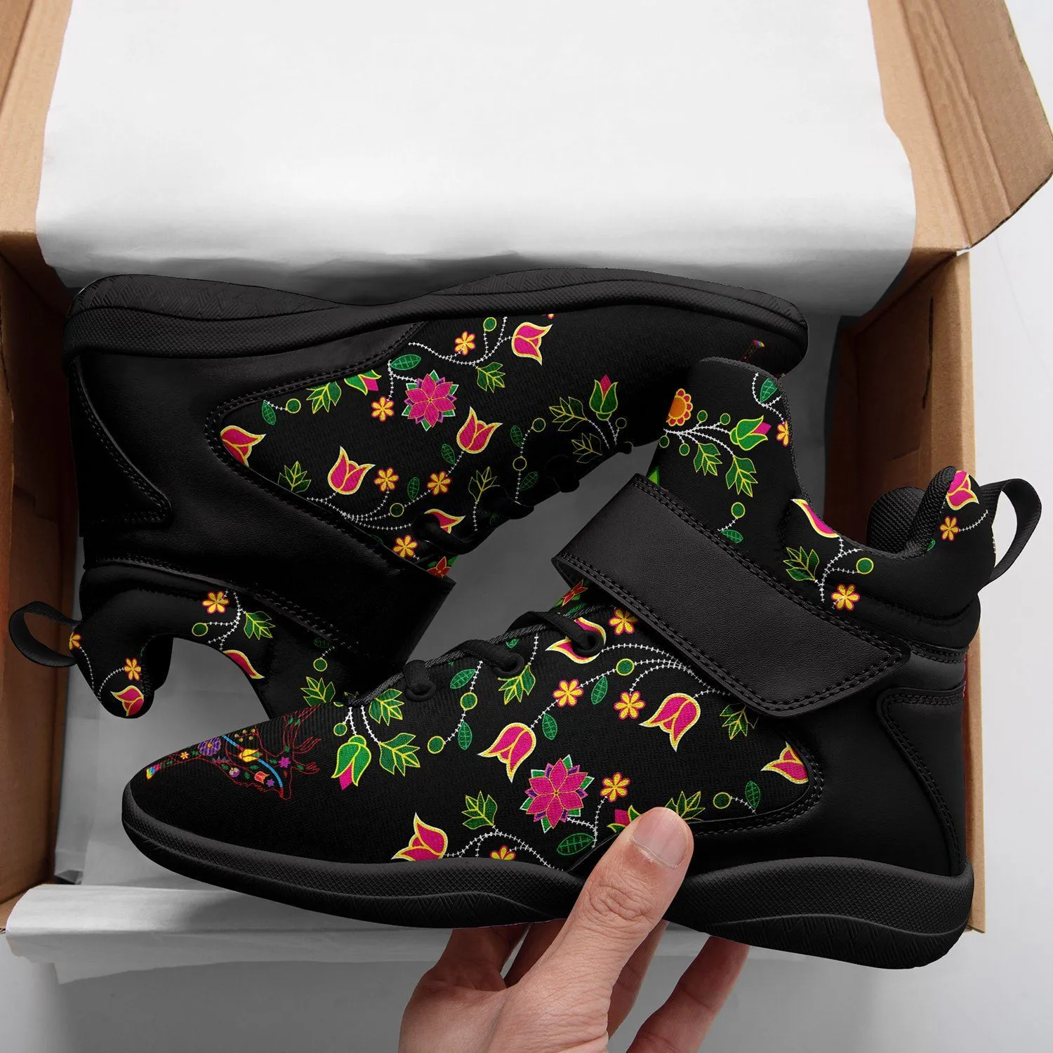 Floral Elk Ipottaa Basketball / Sport High Top Shoes - Black Sole