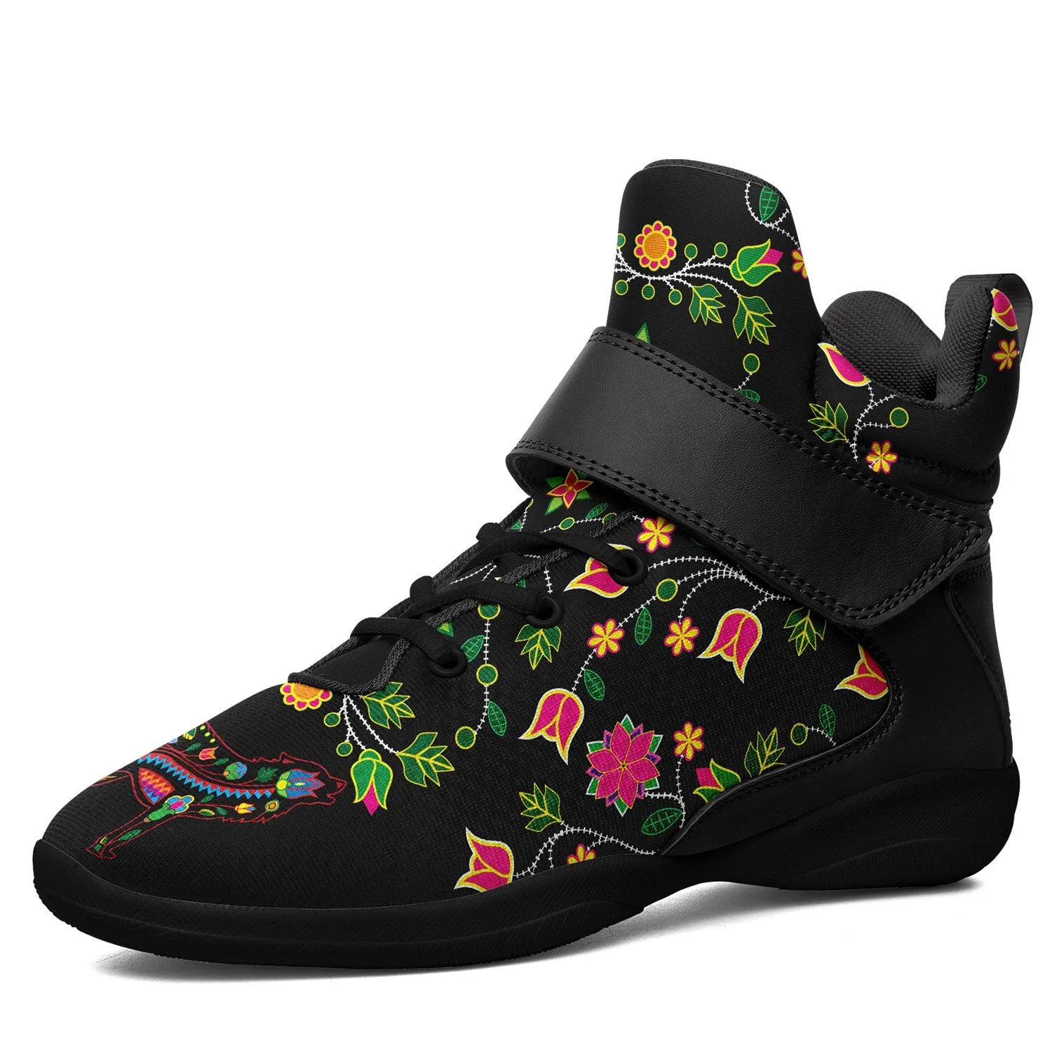 Floral Wolf Kid's Ipottaa Basketball / Sport High Top Shoes