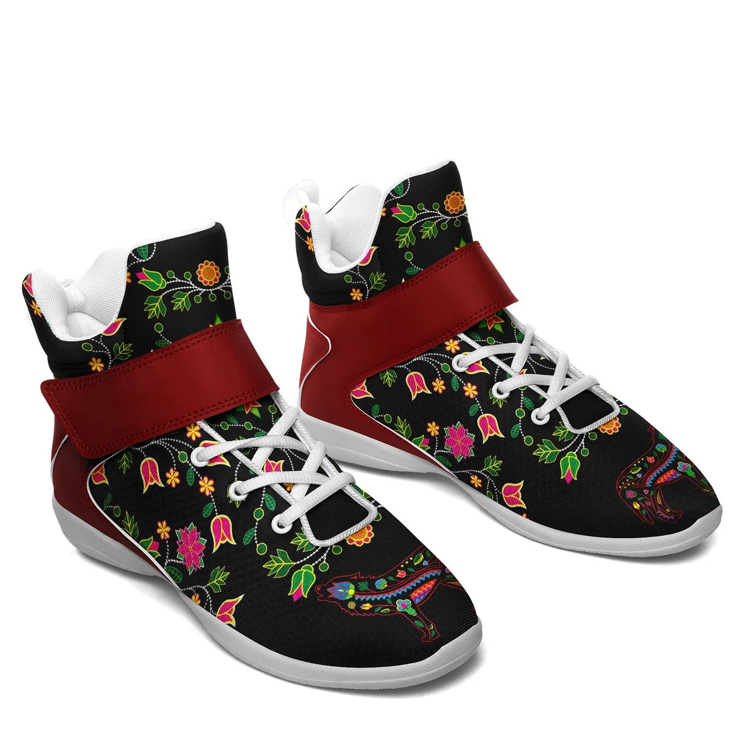 Floral Wolf Kid's Ipottaa Basketball / Sport High Top Shoes