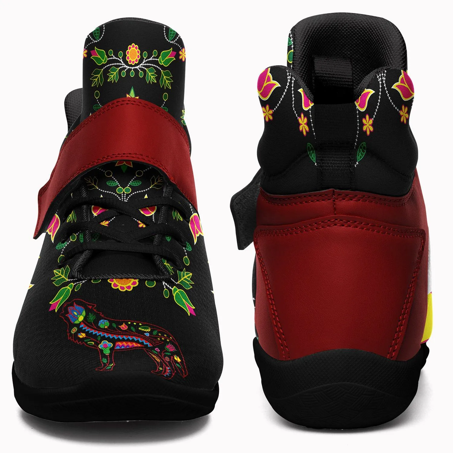 Floral Wolf Kid's Ipottaa Basketball / Sport High Top Shoes