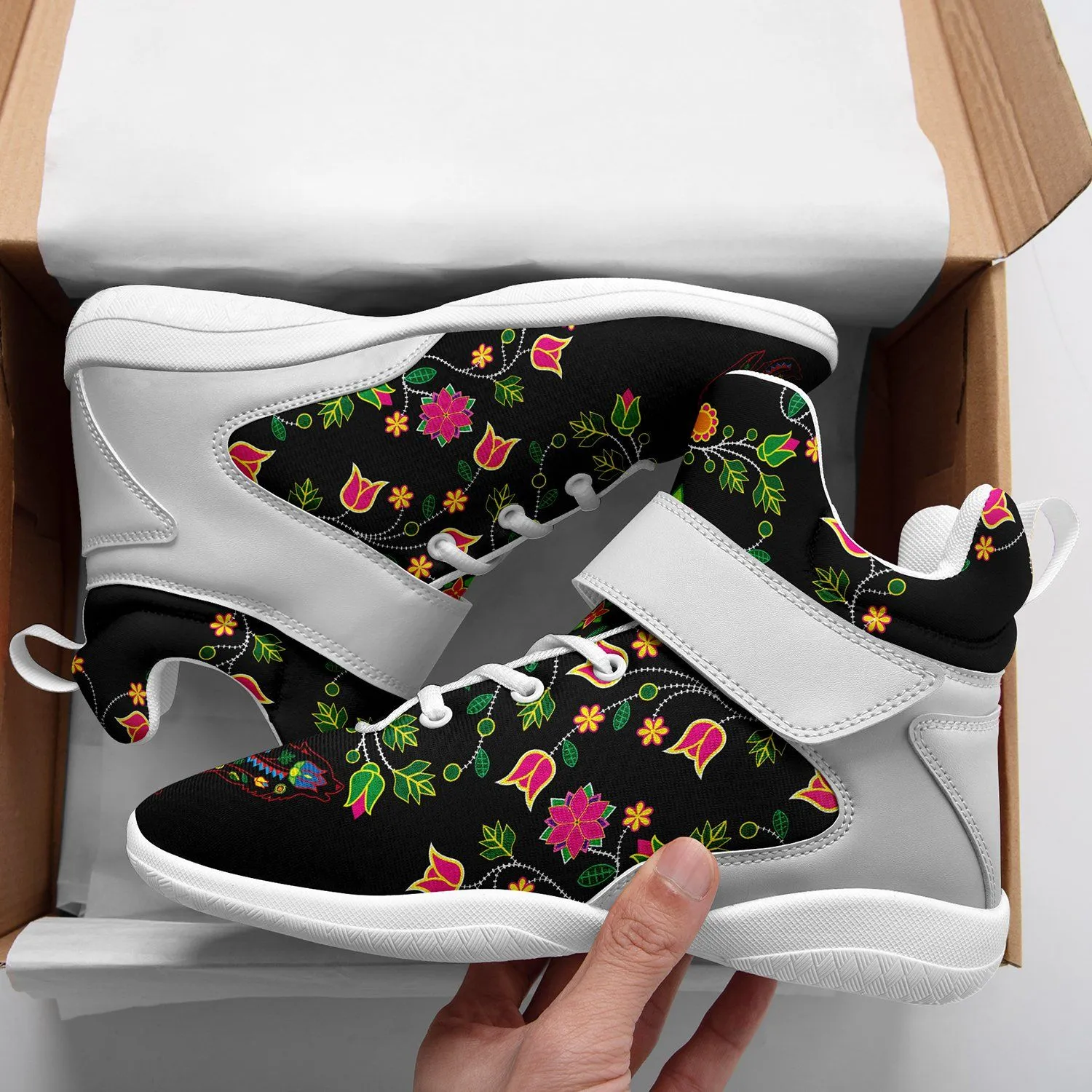 Floral Wolf Kid's Ipottaa Basketball / Sport High Top Shoes