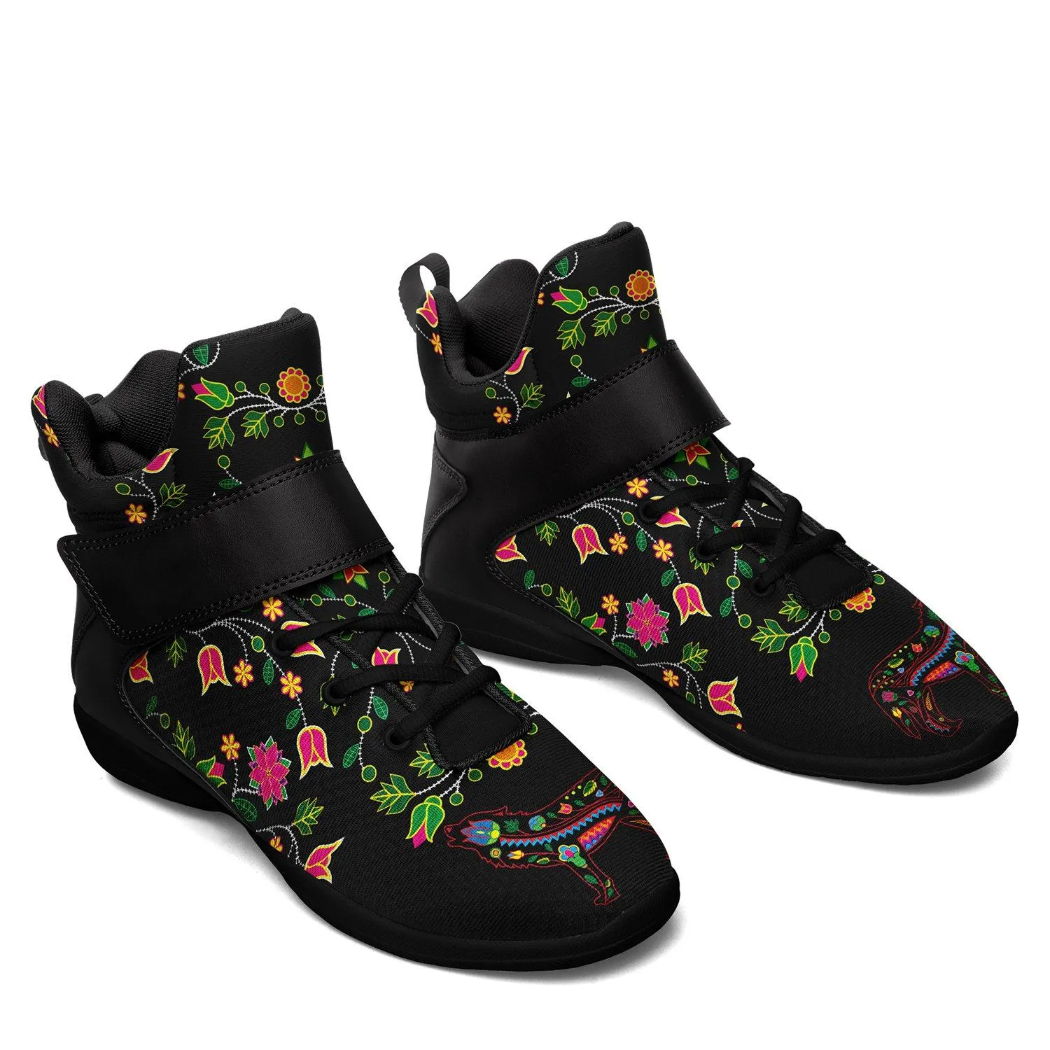 Floral Wolf Kid's Ipottaa Basketball / Sport High Top Shoes