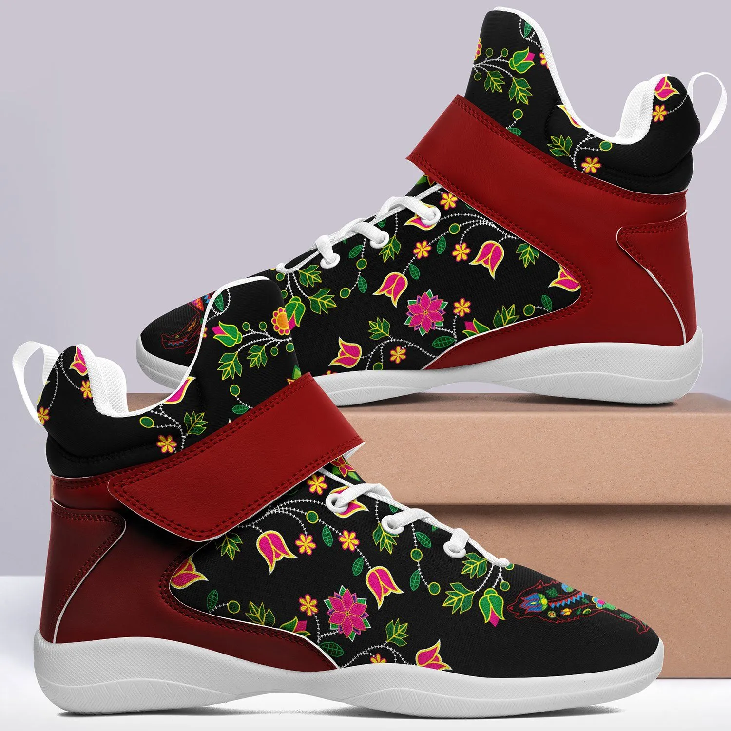 Floral Wolf Kid's Ipottaa Basketball / Sport High Top Shoes