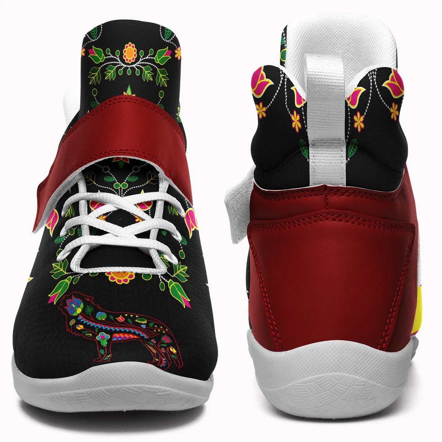 Floral Wolf Kid's Ipottaa Basketball / Sport High Top Shoes