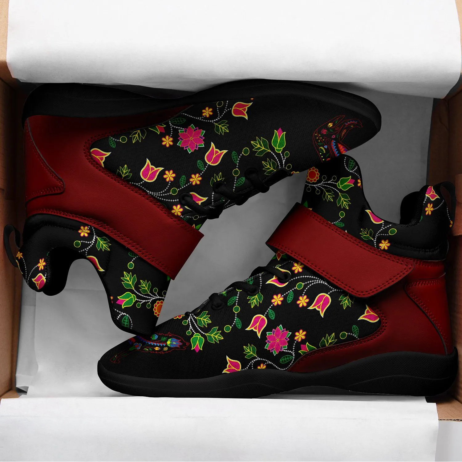 Floral Wolf Kid's Ipottaa Basketball / Sport High Top Shoes