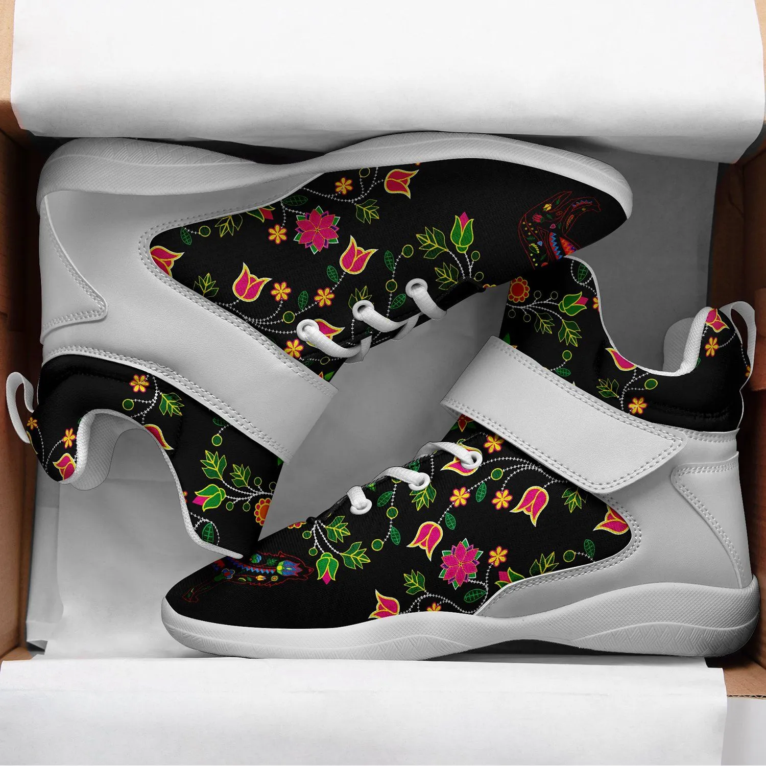 Floral Wolf Kid's Ipottaa Basketball / Sport High Top Shoes