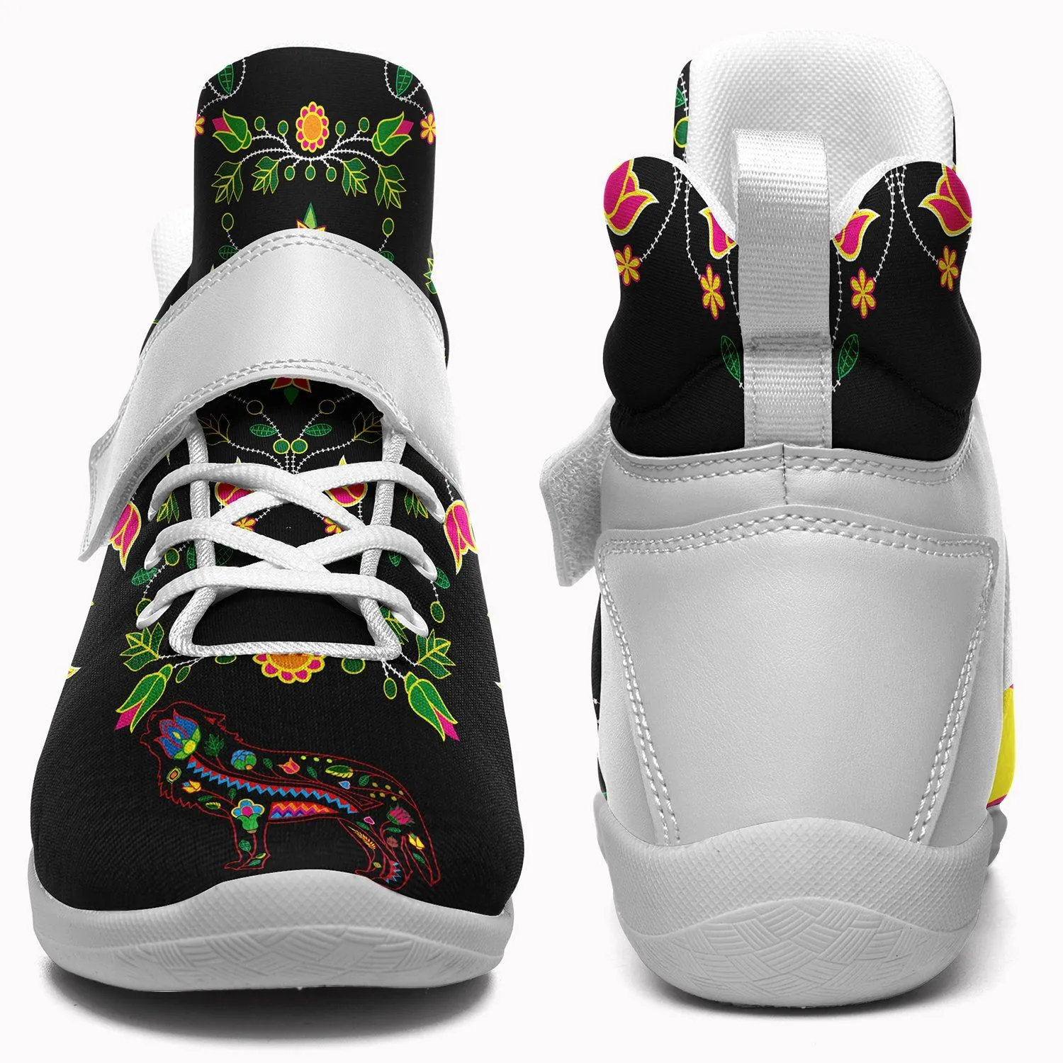 Floral Wolf Kid's Ipottaa Basketball / Sport High Top Shoes