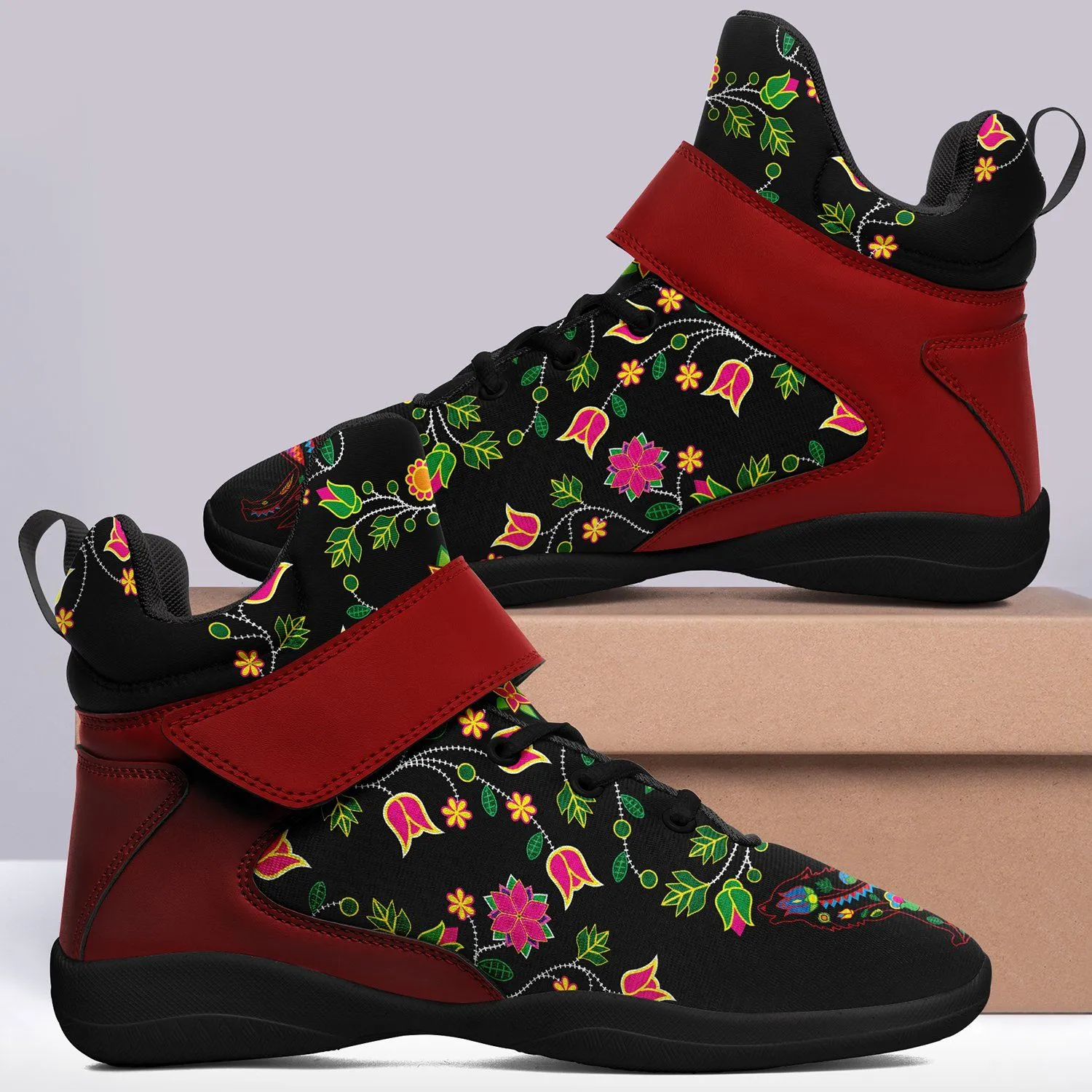 Floral Wolf Kid's Ipottaa Basketball / Sport High Top Shoes