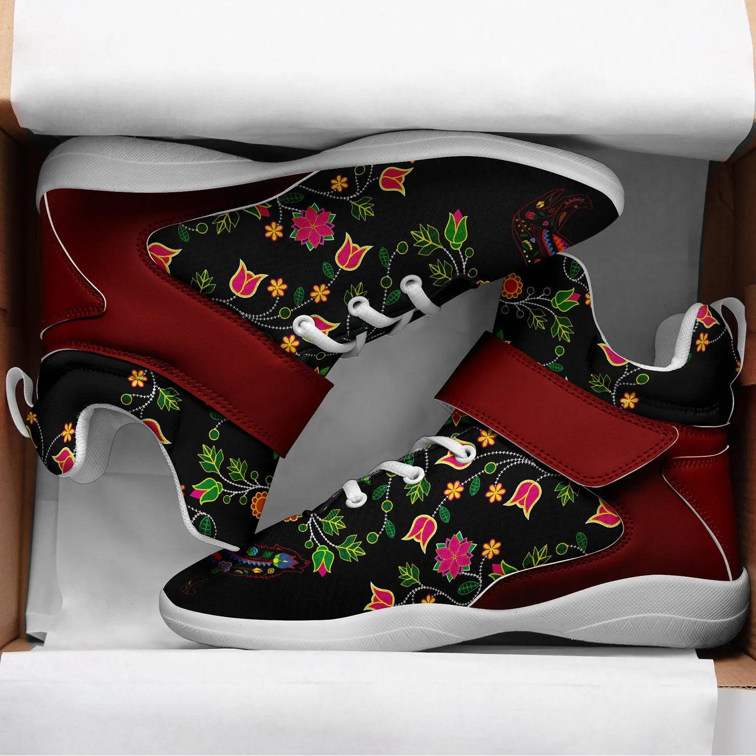 Floral Wolf Kid's Ipottaa Basketball / Sport High Top Shoes