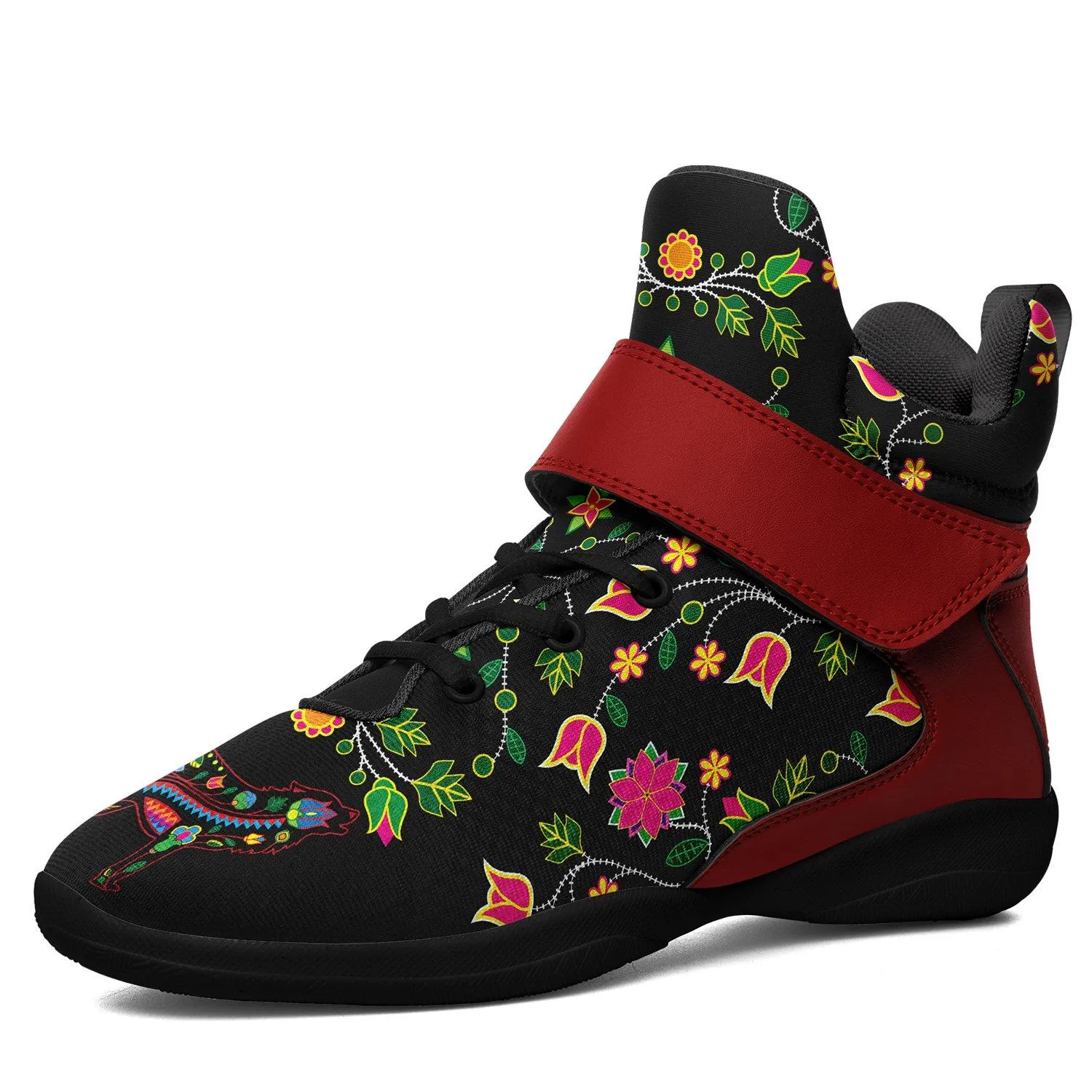 Floral Wolf Kid's Ipottaa Basketball / Sport High Top Shoes