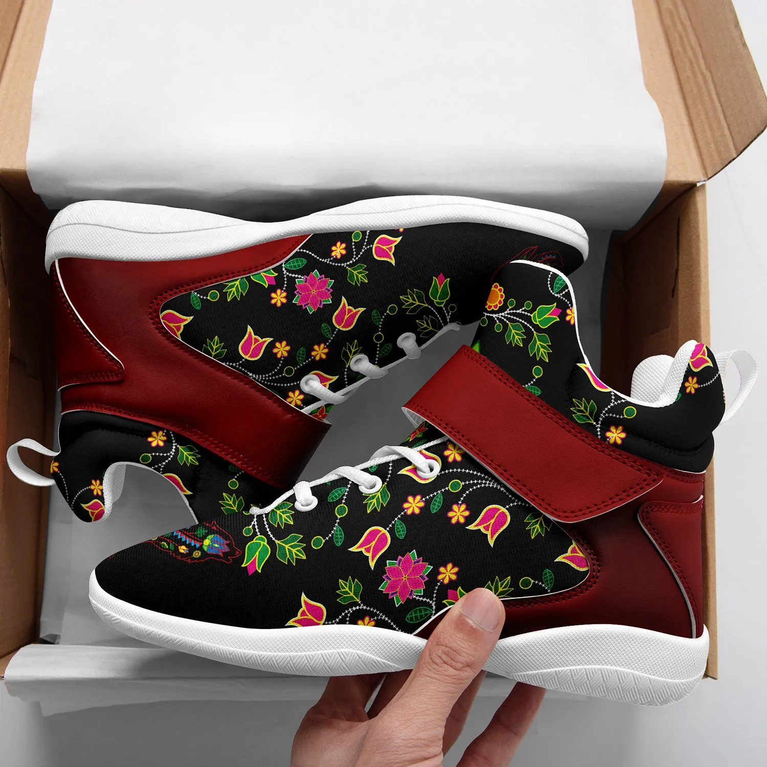 Floral Wolf Kid's Ipottaa Basketball / Sport High Top Shoes