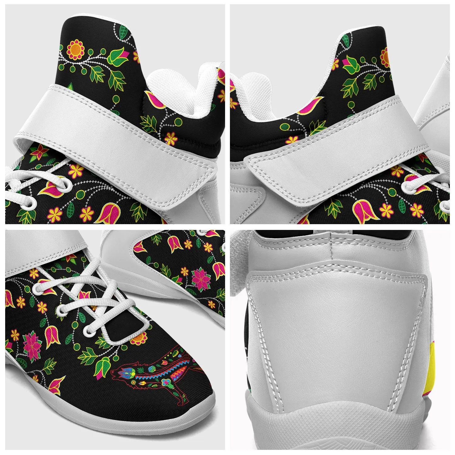 Floral Wolf Kid's Ipottaa Basketball / Sport High Top Shoes