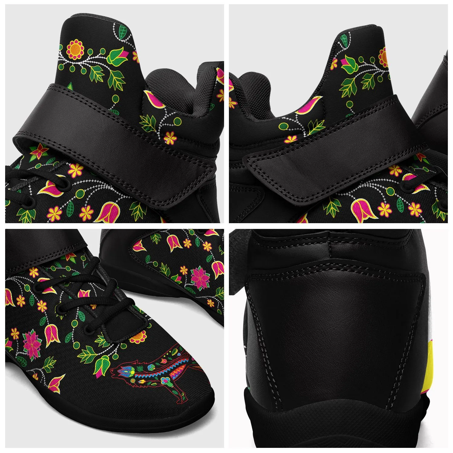 Floral Wolf Kid's Ipottaa Basketball / Sport High Top Shoes