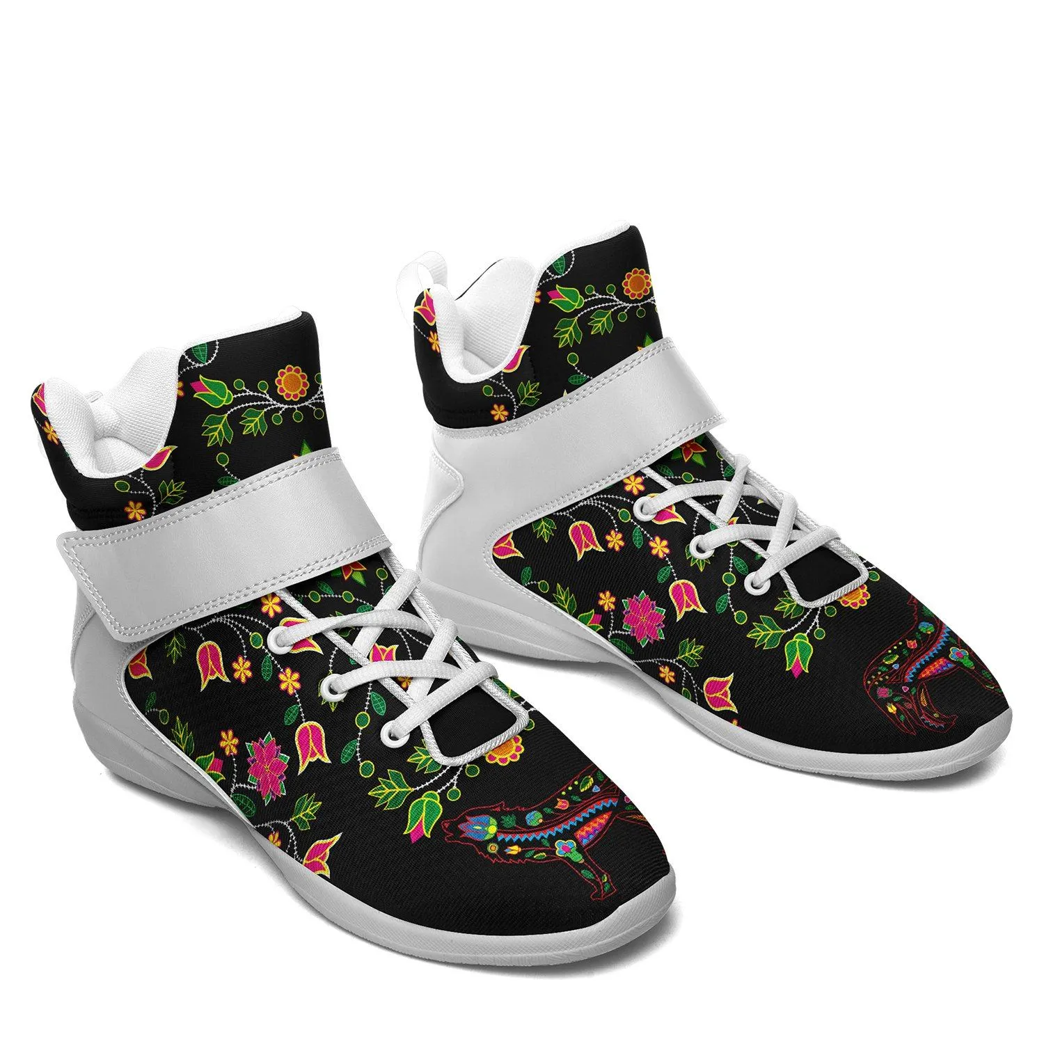 Floral Wolf Kid's Ipottaa Basketball / Sport High Top Shoes