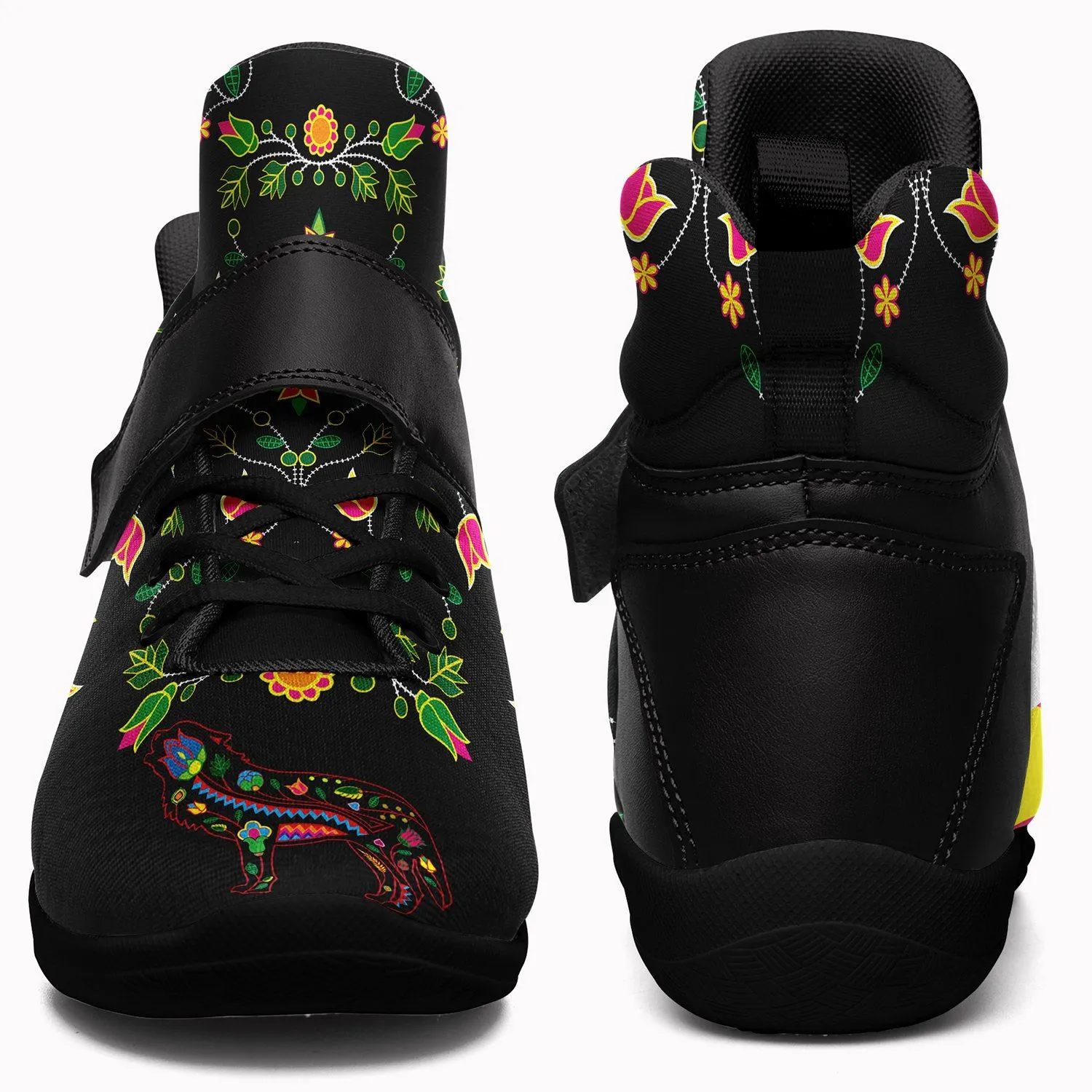 Floral Wolf Kid's Ipottaa Basketball / Sport High Top Shoes