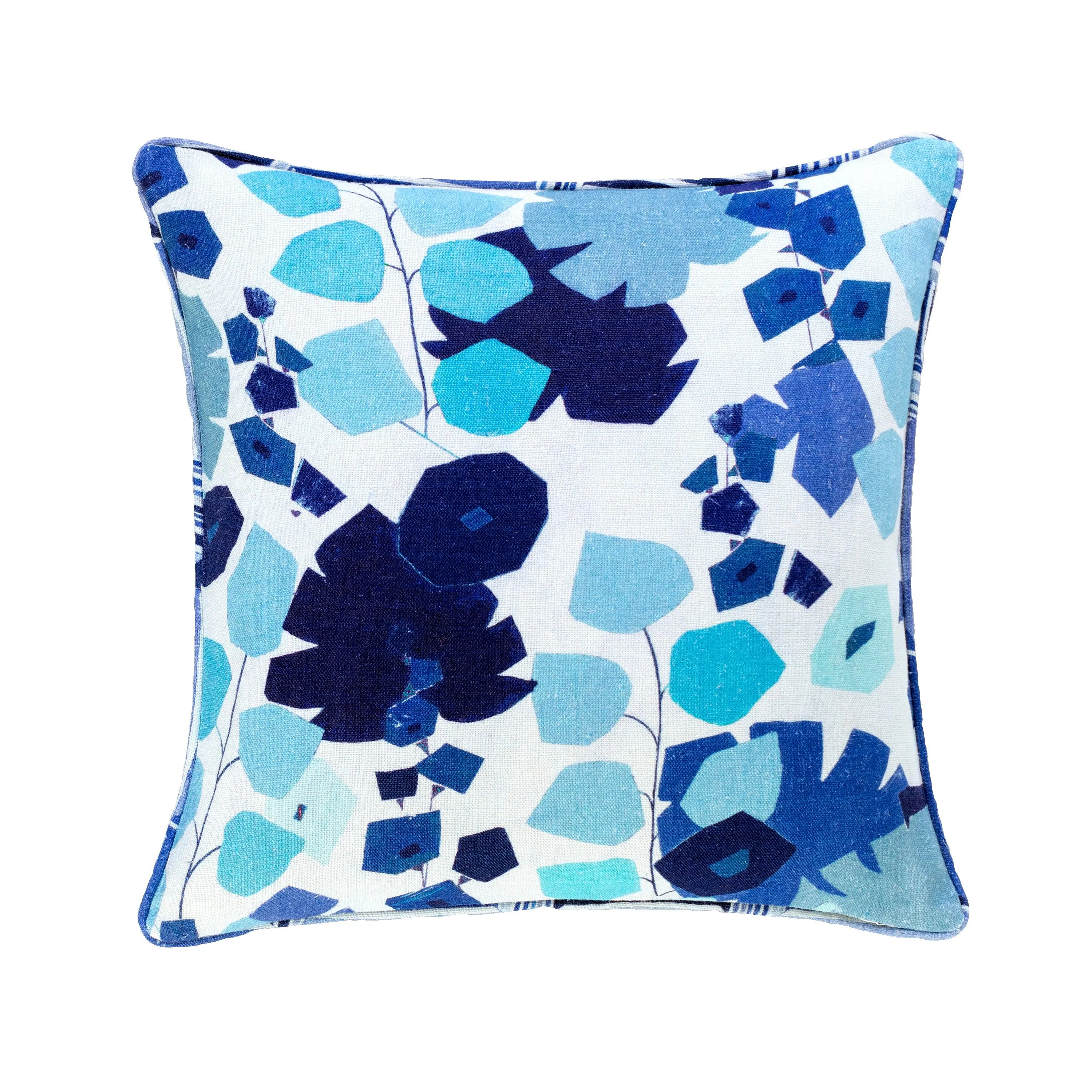 Geo Floral Blue Decorative Pillow