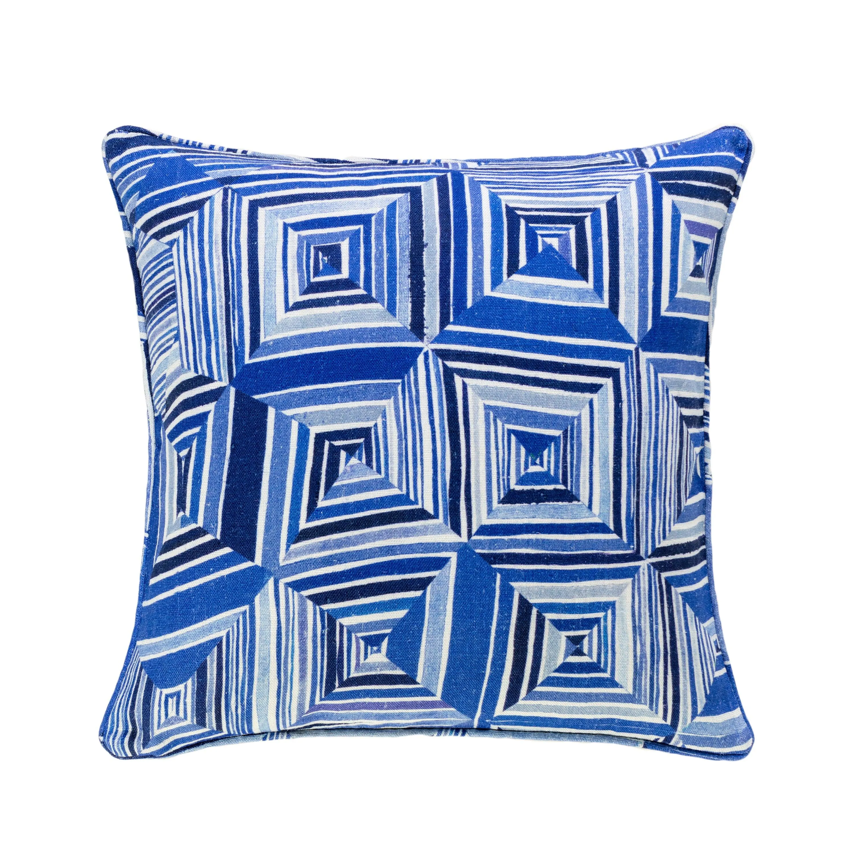 Geo Floral Blue Decorative Pillow