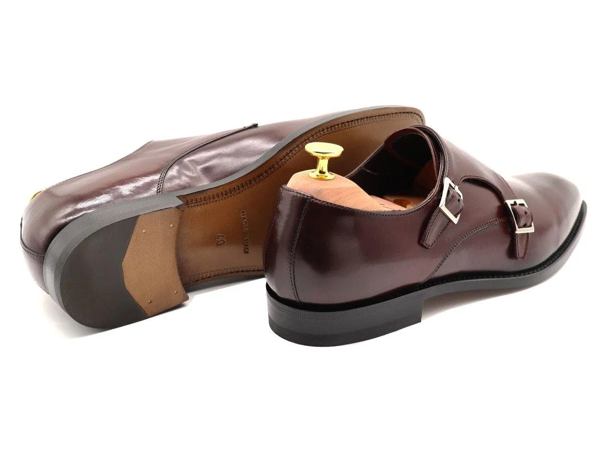 Haste Men's Calf Leather Double Monk Strap Shoes - Burgundy