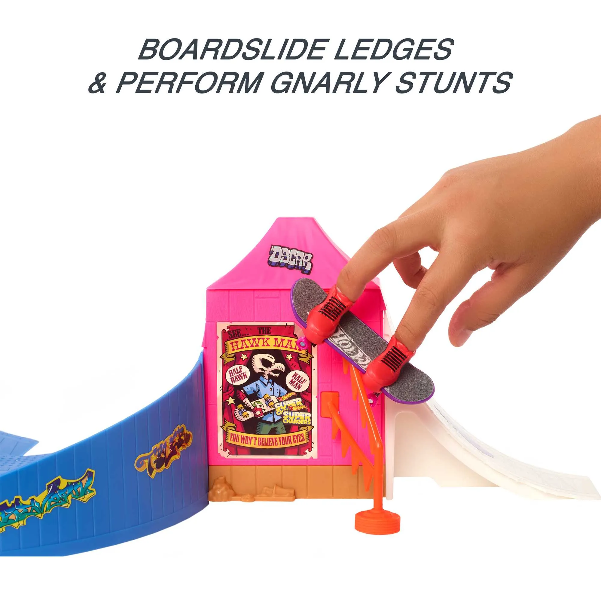 Hot Wheels Skate Amusement Park Set With Tony Hawk Fingerboard & Pair Of Skate Shoes