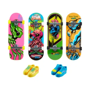 Hot Wheels Skate Neon Bones Tony Hawk Set Of 4 Fingerboards And 2 Pairs Of Skate Shoes